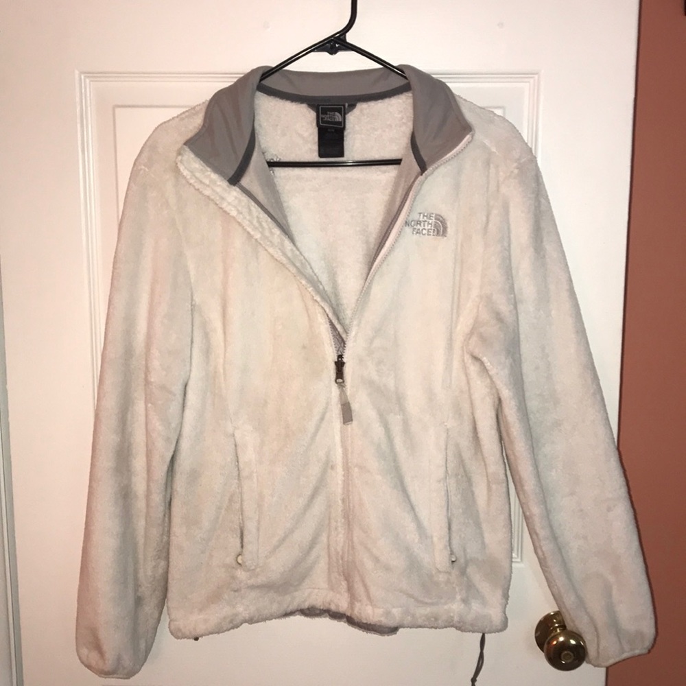 White fleece/fuzzy The North Face jacket